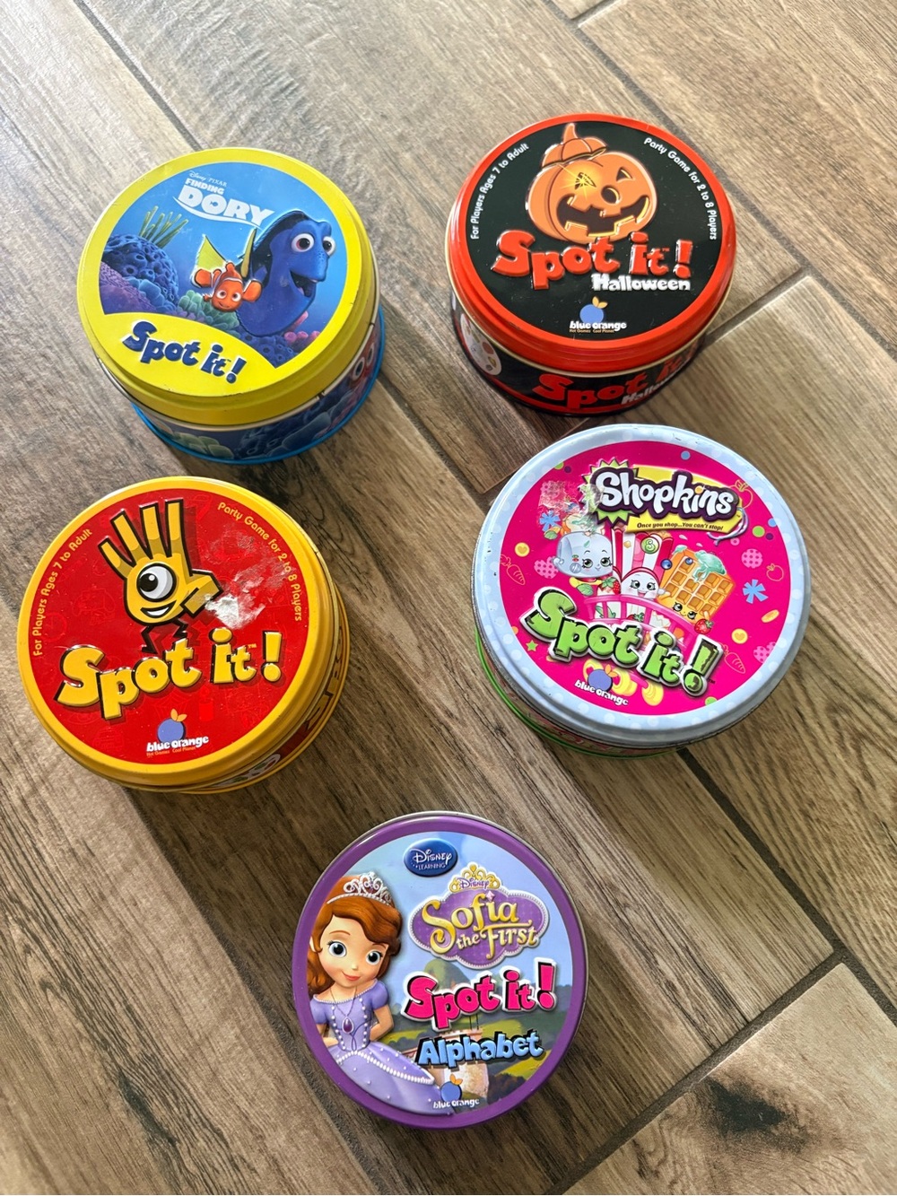 Spot It game a lot of 5 - Shopkins, Dory, Sofia the First, Halloween & original